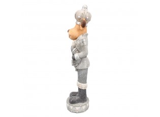 Šedo- stříbrná vánoční dekorace socha Sob s věmečkem - 18*18*66 cm