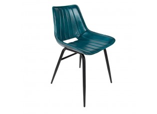 Tyrkysová kožená židle kovové nohy Brunie - 46*52*79 cm