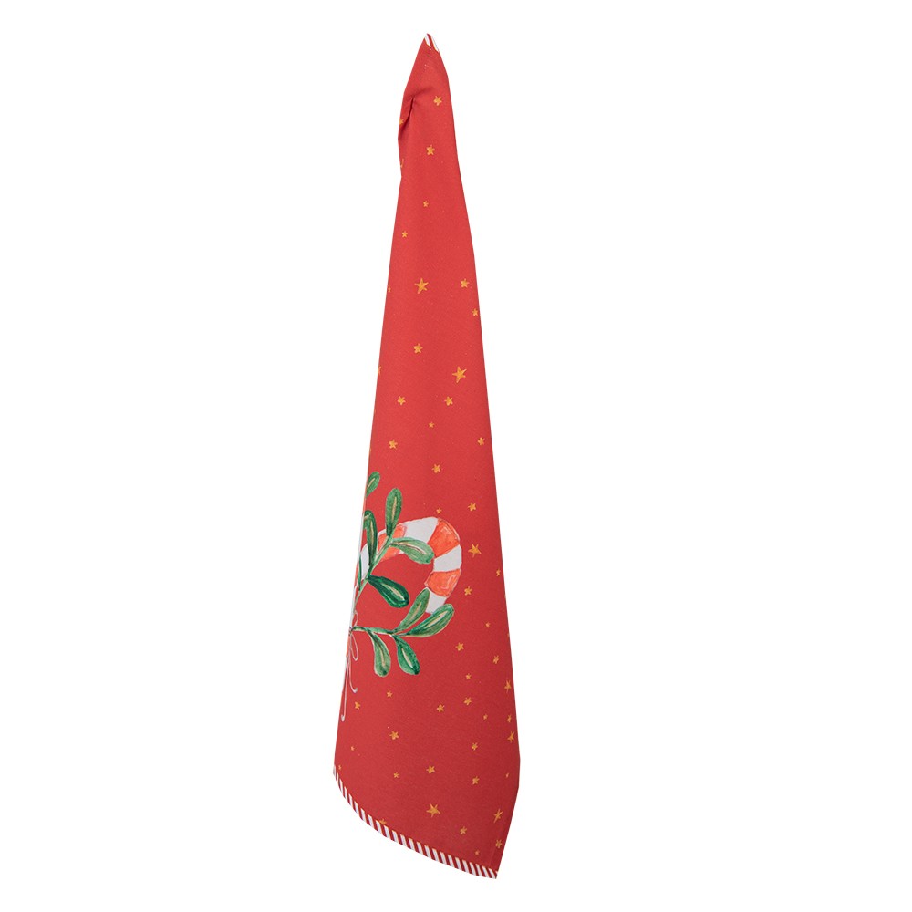 Červená bavlněná utěrka s lízátky Happy Little Christmas - 50*70 cm Clayre & Eef