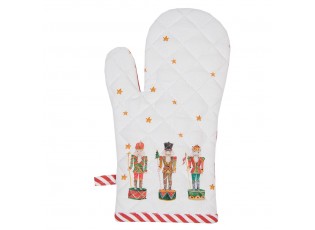 Bílo-červená bavlněná chňapka s louskáčky Happy Little Christmas - 18*30 cm