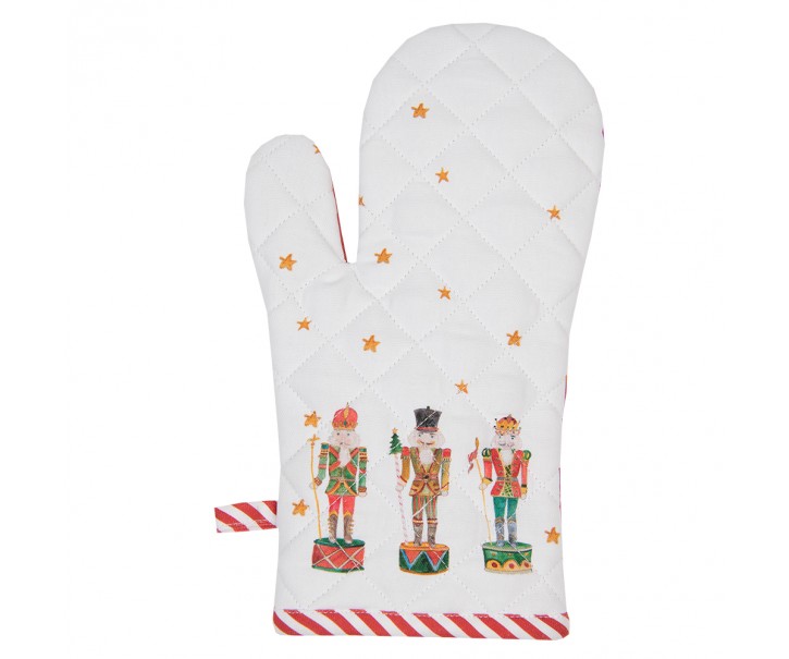 Bílo-červená dětská chňapka s louskáčky Happy Little Christmas - 12*21 cm