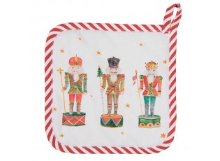 Bílo-červená dětská chňapka s louskáčky Happy Little Christmas - 16*16 cm