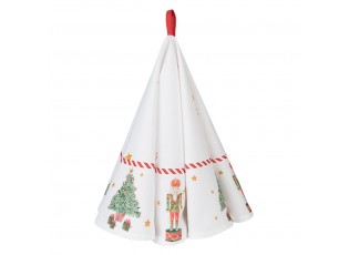 Bílá bavlněná kulatá utěrka s louskáčky Happy Little Christmas - Ø 80 cm