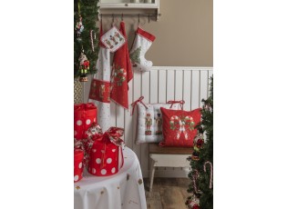 Bílý bavlněný ubrus s louskáčky Happy Little Christmas - 150*150 cm