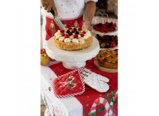 Bílo-červený košík na pečivo s louskáčky Happy Little Christmas - 35*35*8 cm