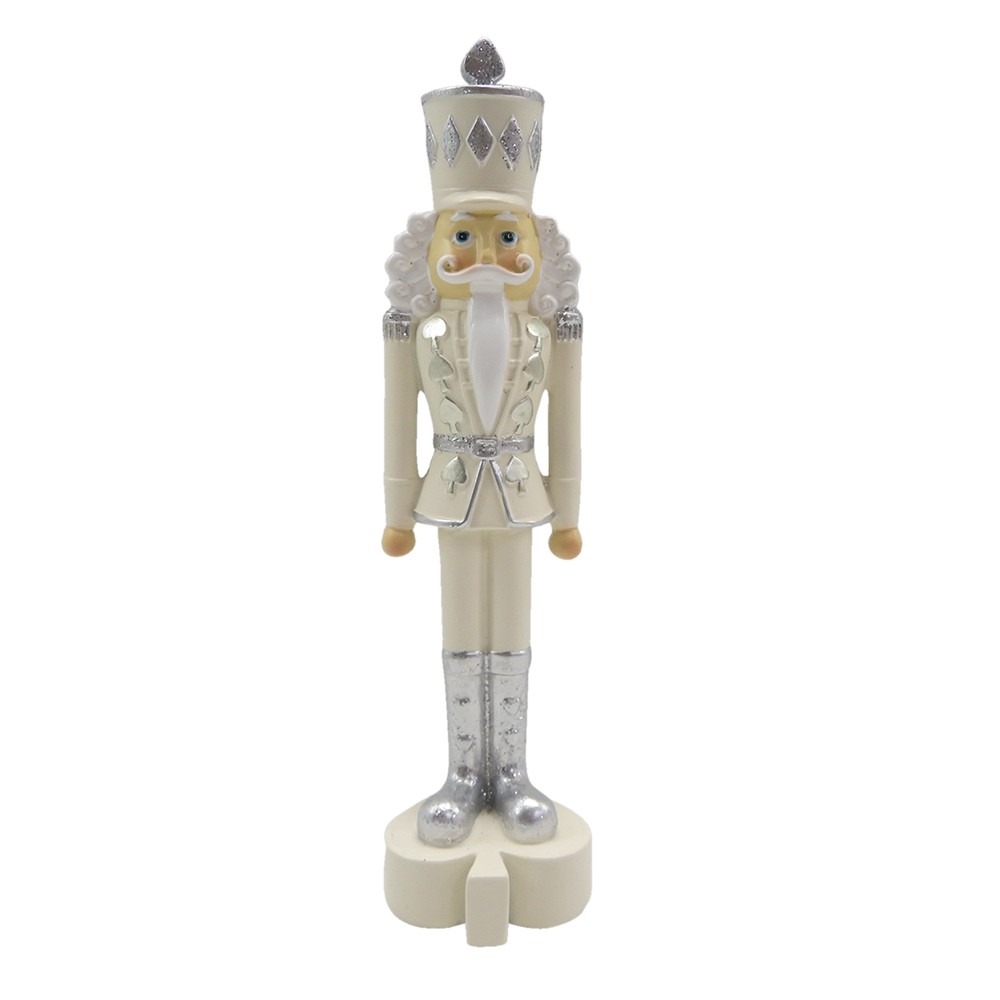 Béžová dekorace socha Louskáček - 4*4*17 cm