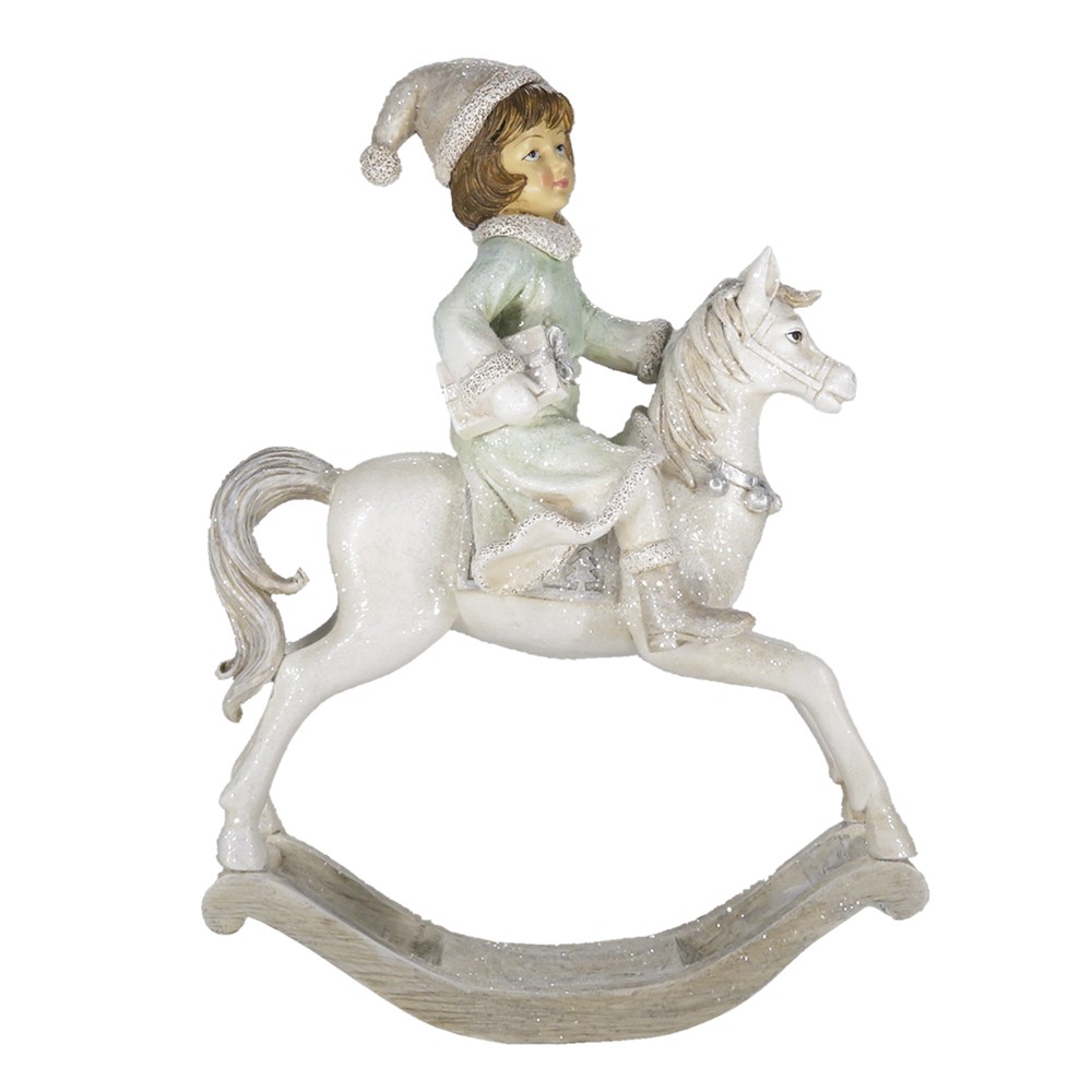 Vánoční dekorace dívka na houpacím koni - 19*8*26 cm Clayre & Eef