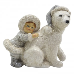 Dekorace děvče objímající medvěda - 11*6*11 cm