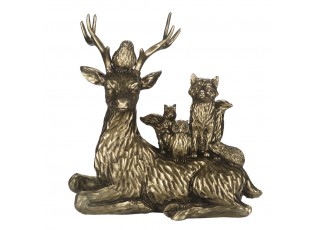 Zlatá antik dekorační socha Jelen se zvířátky - 22*10*24 cm