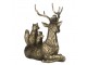 Zlatá antik dekorační socha Jelen se zvířátky - 22*10*24 cm