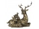 Zlatá antik dekorační socha Jelen se zvířátky - 18*9*17 cm