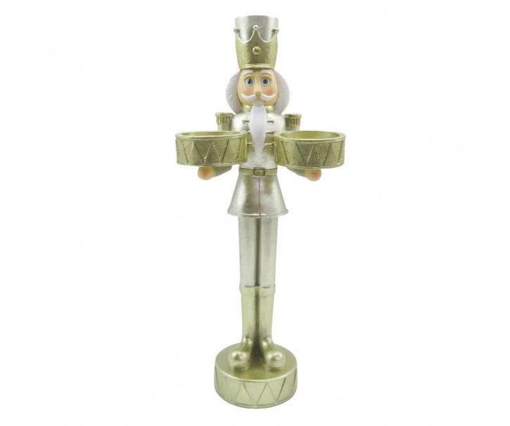 Vánoční dekorace Socha Louskáček Zlatý 12*8*28 cm - 12*8*28 cm Clayre & Eef