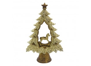 Vánoční dekorace stromek s houpacím koníkem - 13*5*20 cm