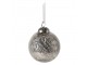 Stříbrná vánoční ozdoba koule s popraskanou strukturou - Ø 7*8 cm