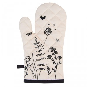 Béžová bavlněná chňapka s květinami Flora And Fauna - 18*30 cm