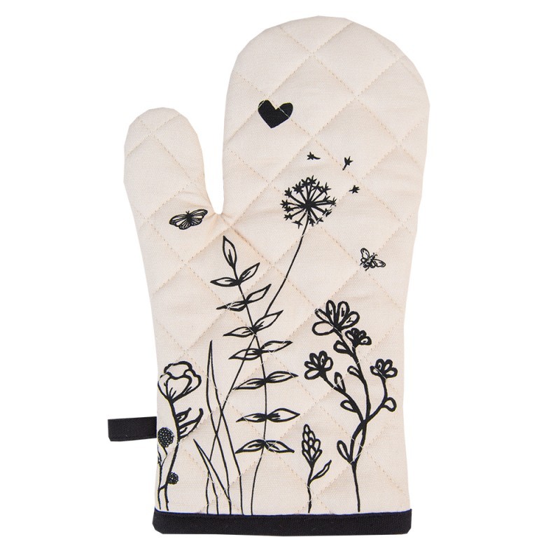 Béžová bavlněná chňapka s květinami Flora And Fauna - 18*30 cm