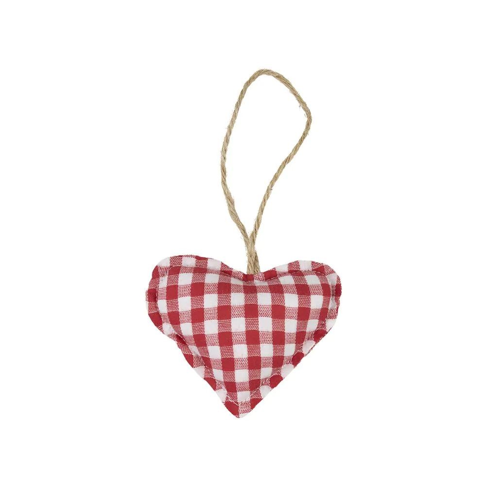 Závěsné dekorativní kárované srdce Tartan M - 10*3*8cm