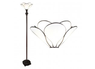 Bílá stojací Tiffany lampa ve tvaru květu Flower white - Ř 31*183 cm E27/max 1*40W