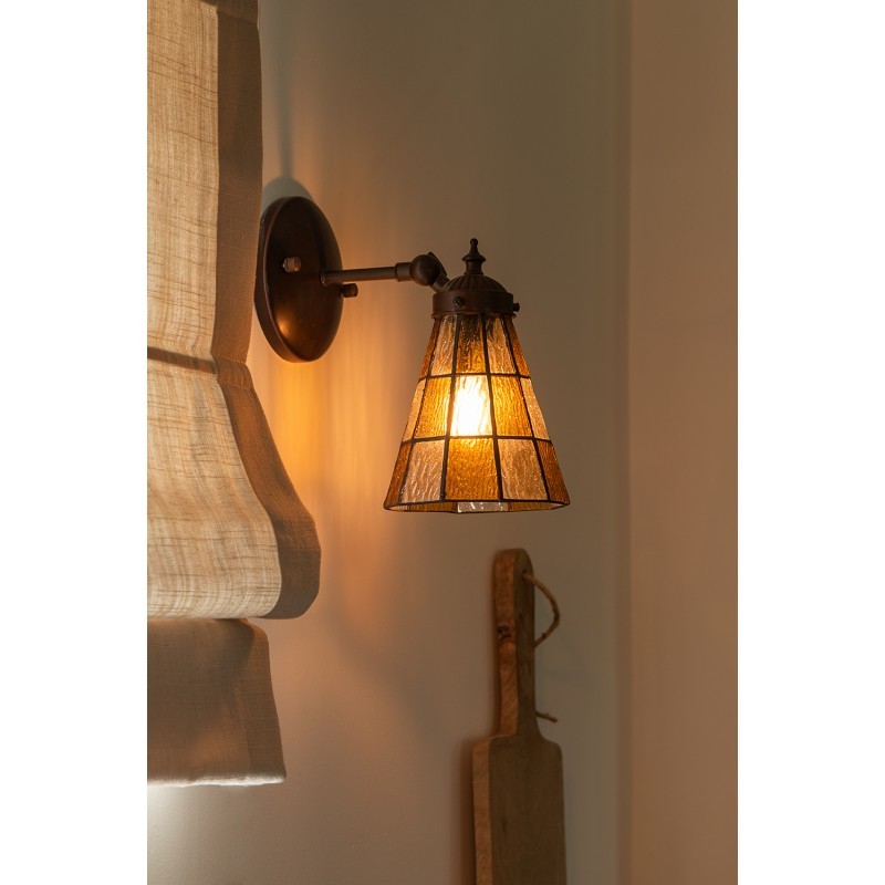 Závěsná Tiffany lampa se žlutými obdélníky Chessboa - 17*12*23 cm E14/max 1*40W