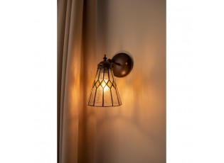 Nástěnná Tiffany lampa žluté detaily YelloRhom - 17*12*23 cm E14/max 1*40W