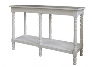 Bílý antik dřevěný konzolový stůl s vyřezávanými nohami Gione - 120*40*80cm