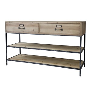 Hnědý antik dřevěný konzolový stůl s kovovou konstrukcí Fitone - 124*42*72cm
