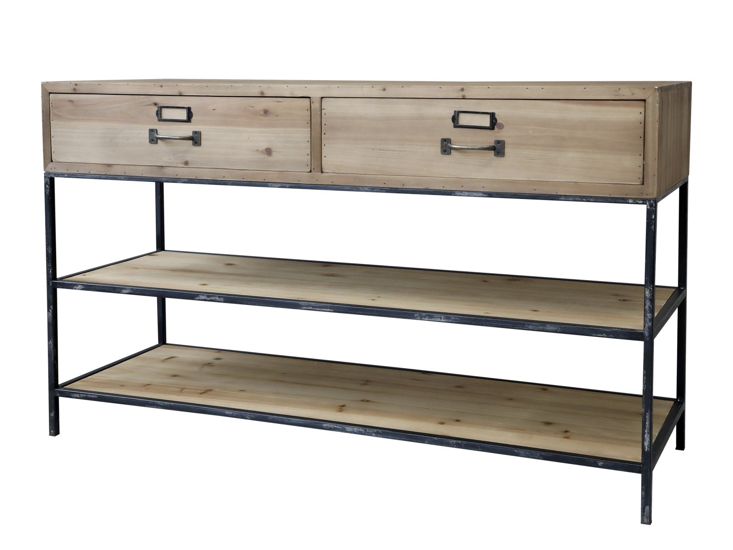 Hnědý antik dřevěný konzolový stůl s kovovou konstrukcí Fitone - 124*42*72cm