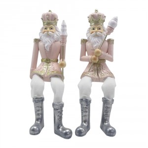 Bílo-růžová vánoční dekorace socha Louskáček - 6*6*12/21 cm