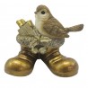 Zlatá antik vánoční dekorace ptáček s dárkem - 10*7*9 cm Barva: zlatá antik se třpytkamiMateriál: PolyresinHmotnost: 0,114 kg
