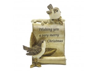 Dekorace soška ptáčci Merry Christmas - 10*5*15 cm