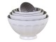 Set 5ks bílá porcelánová miska s černými detaily uvnitř Arés - Ø15*9 cm
