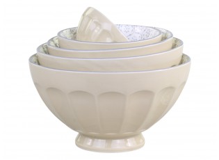 Set 5ks latté porcelánová miska s květy uvnitř Arés - Ø15*9 cm
