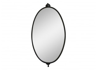Černé antik nástěnné oválné otočné zrcadlo Maori - 35*16*60 cm