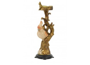 Zlatý antik svícen s papoučkem Parrot antique - 9*8*28 cm