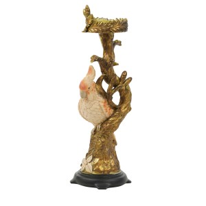 Zlatý antik svícen s papouškem Parrot antique - 9*8*28 cm