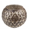 Stříbrný antik skleněný svícen na čajovou svíčku - Ø13*10 cm