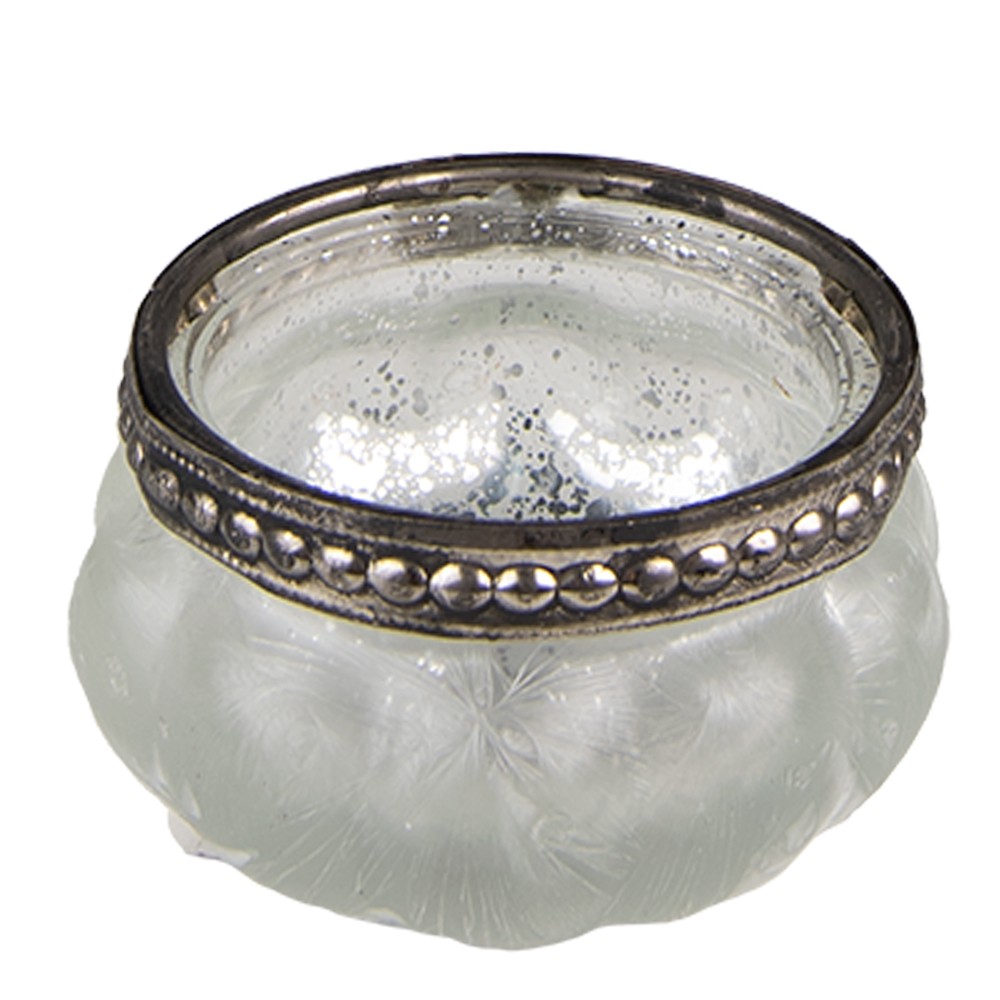 Antik skleněný svícen na čajovou svíčku - Ø 5*3 cm Clayre & Eef