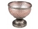 Růžový skleněný svícen na čajovou svíčku se zdobným okrajem - Ø 11*10 cm