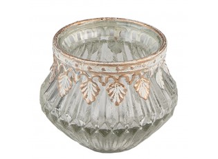 Transparentní skleněný svícen na čajovou svíčku se zdobným okrajem - Ø 7*6 cm