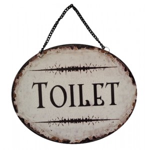 Závěsná kovová cedule s řetízkem Toilet - 25*20 cm