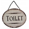 Závěsná kovová cedule s řetízkem Toilet - 25*20 cm Barva: béžová, hnědá antik, multiMateriál: kov