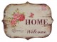 Nástěnná kovová cedule s růžemi Welcome Home - 33*25 cm