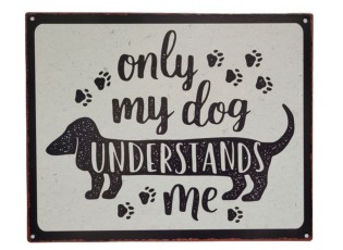 Nástěnná kovová cedule Only My Dog Understands Me - 25*20 cm