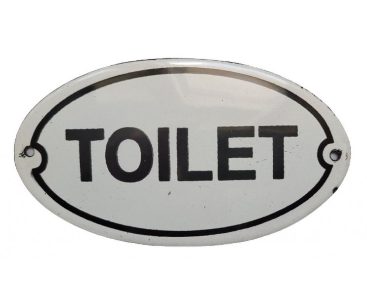 Krémová kovová smaltovaná cedule Toilet - 13,5*7,5 cm