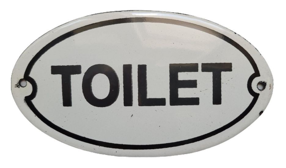 Levně Krémová kovová smaltovaná cedule Toilet - 13,5*7,5 cm 2024300592605