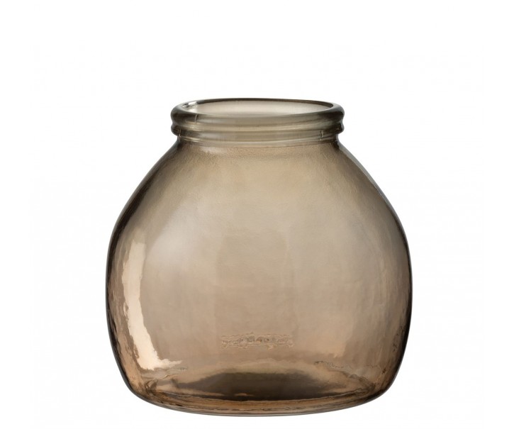 Skleněná světle hnědá váza baňka - Ø 21*20 cm