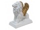 Bílá antik dekorace Lev se zlatými křídly - 24*13*25 cm