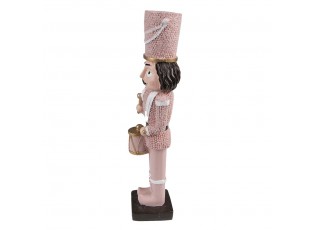 Vánoční růžová dekorace socha Louskáček s bubínkem - 5*4*20 cm