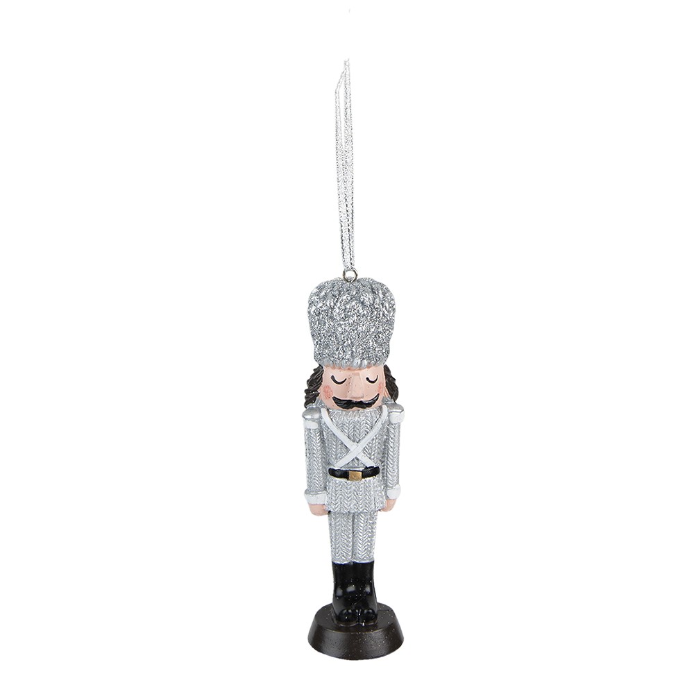 Stříbrná vánoční závěsná ozdoba Louskáček - 4*3*13 cm