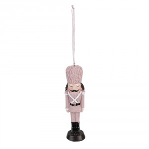 Růžová antik vánoční závěsná dekorace soška Louskáček - 4*3*13 cm